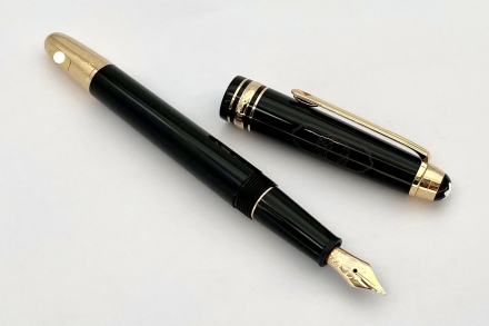 Luxury Leather black Fountain Pen Metal wave gun grey golden ink